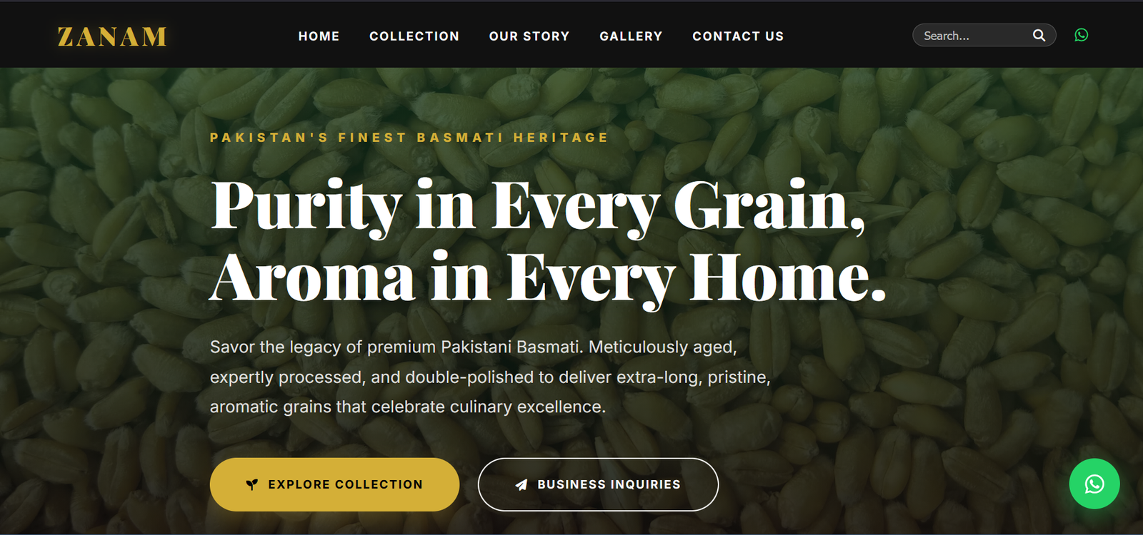 Zanam Foods – Premium Basmati Rice Brand Website — web project by Muhammad Imad Hassan
